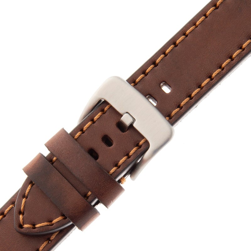 Gilden 18-28mm Gents Thick and Heavy Sport Calfskin Leather Watch Strap TS62-1522 (22 millimeter end width, Brown, Stainless Steel Buckle) - Image 2